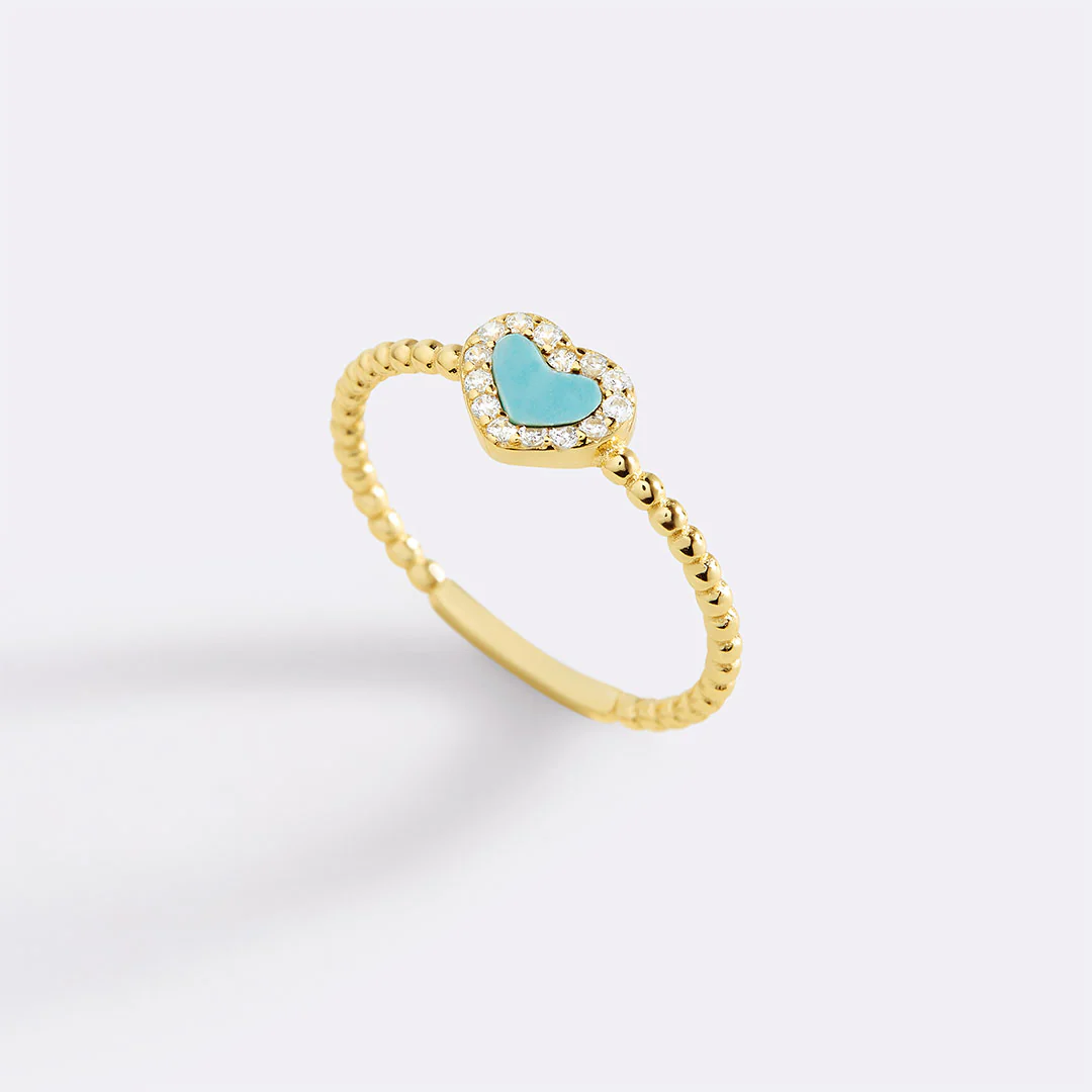 Tiny Gemstone Heart Stacking Ring