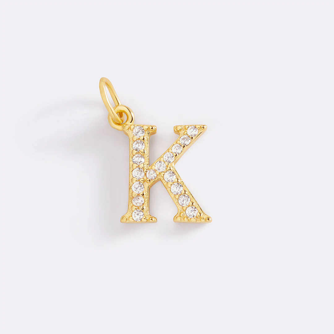 Dainty Pave Initial Charm