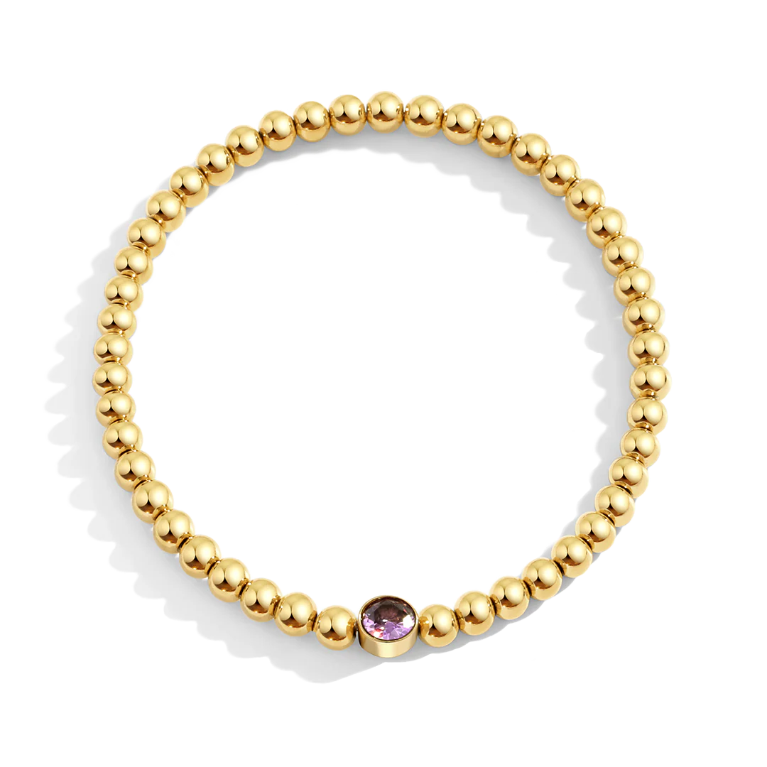 Gold Beaded Bubble Birthstone Bracelet