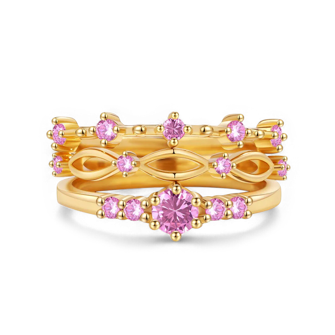 Braided Birthstone Stacking Ring Set