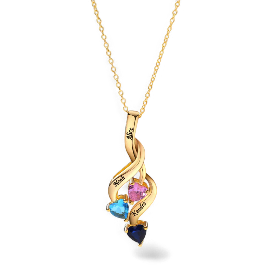 Family Hearts Birthstone Flow Necklace