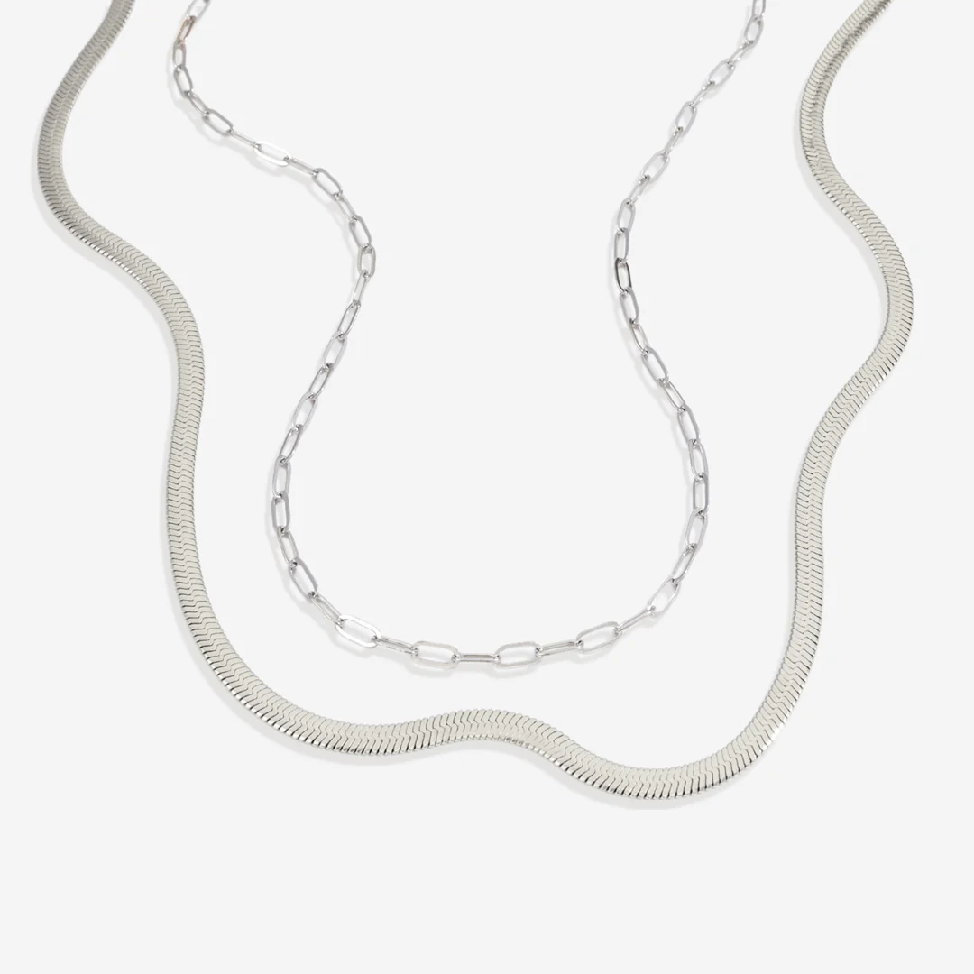 Herringbone & Paperclip Chain Set