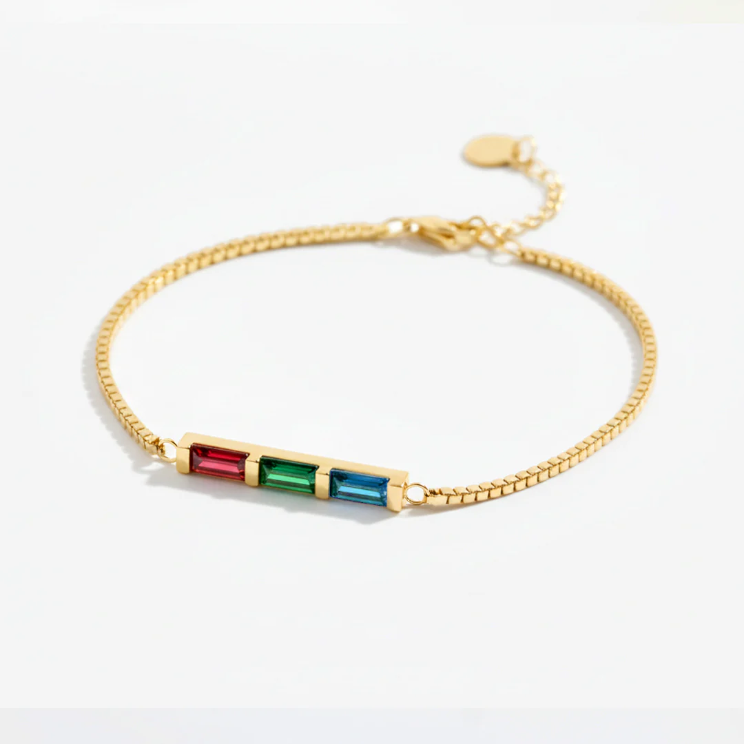 Dainty Baguette Birthstone Bracelet
