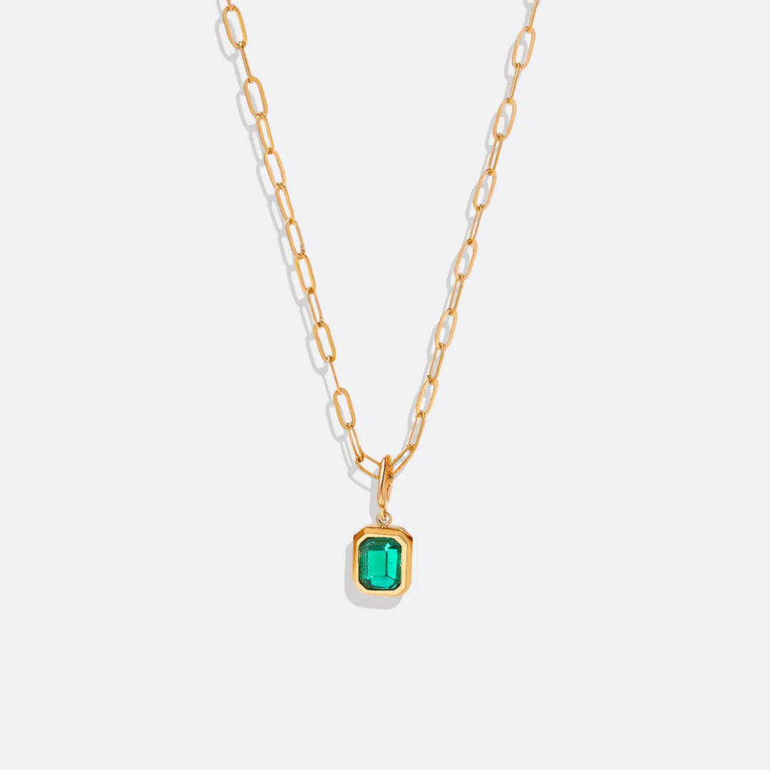 Baguette Birthstone Necklace