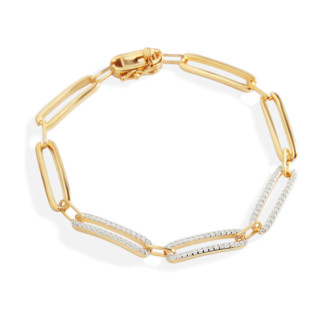 Pave Diamond Paperclip Bracelet