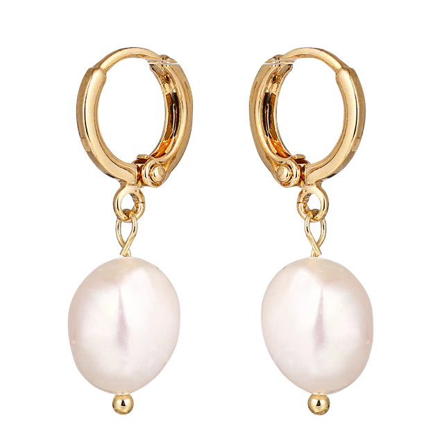 Freshwater Pearl Drop Huggie Earrings