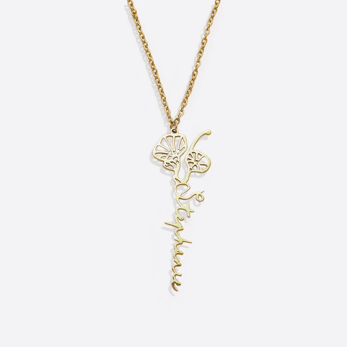 Birth Flower Name Necklace