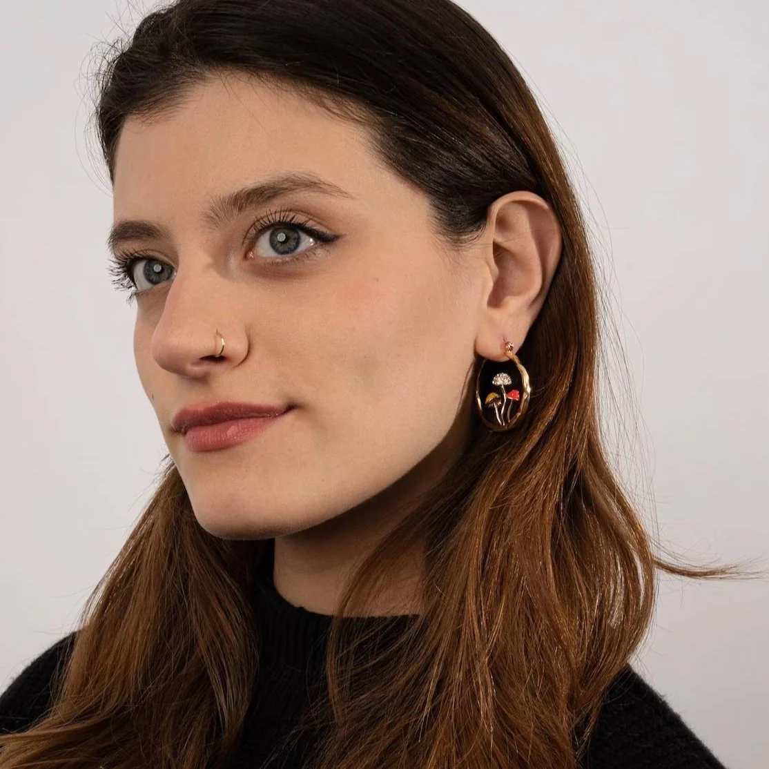 Boho Mushroom Hoop Earrings