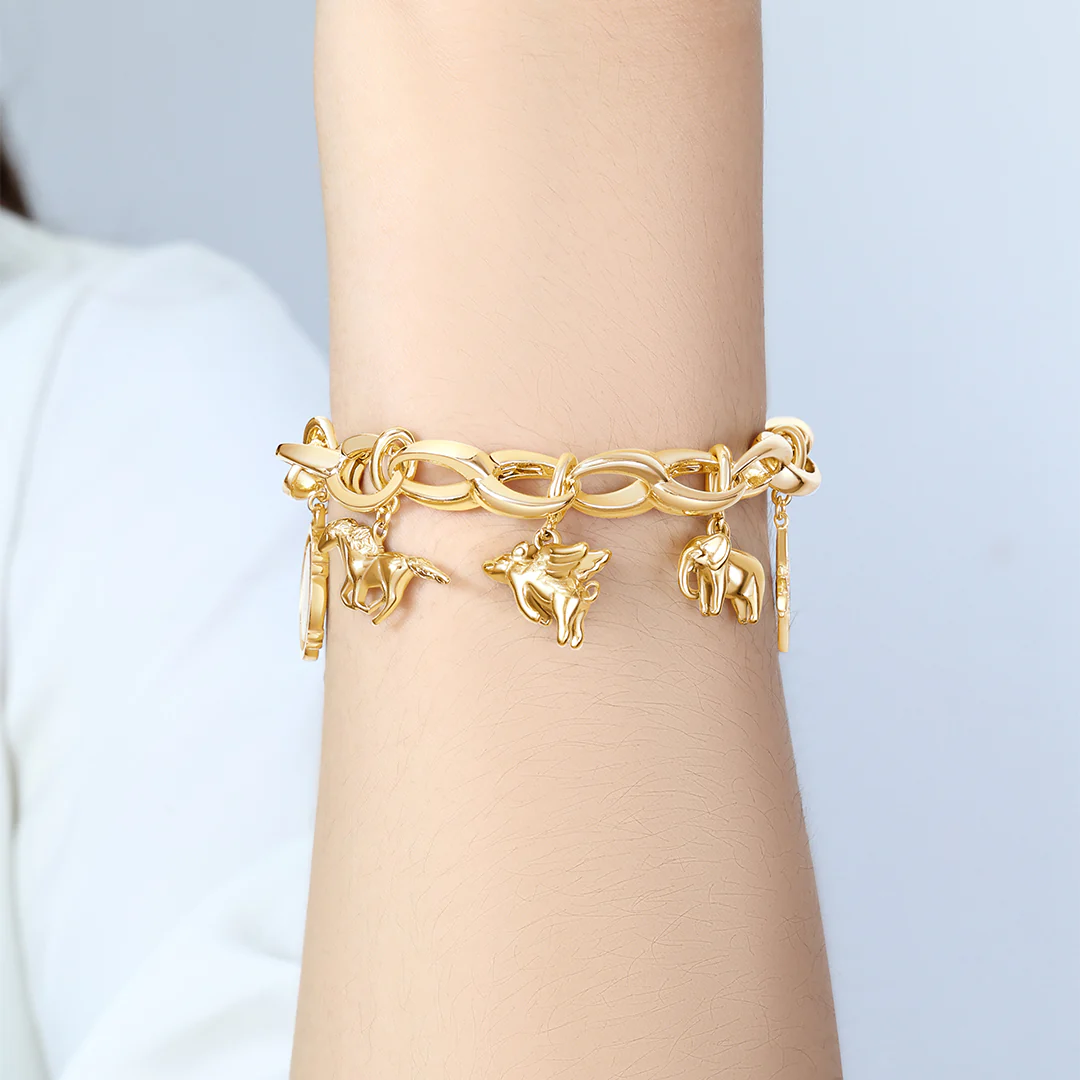 Bold Cable Link Charm Bracelet