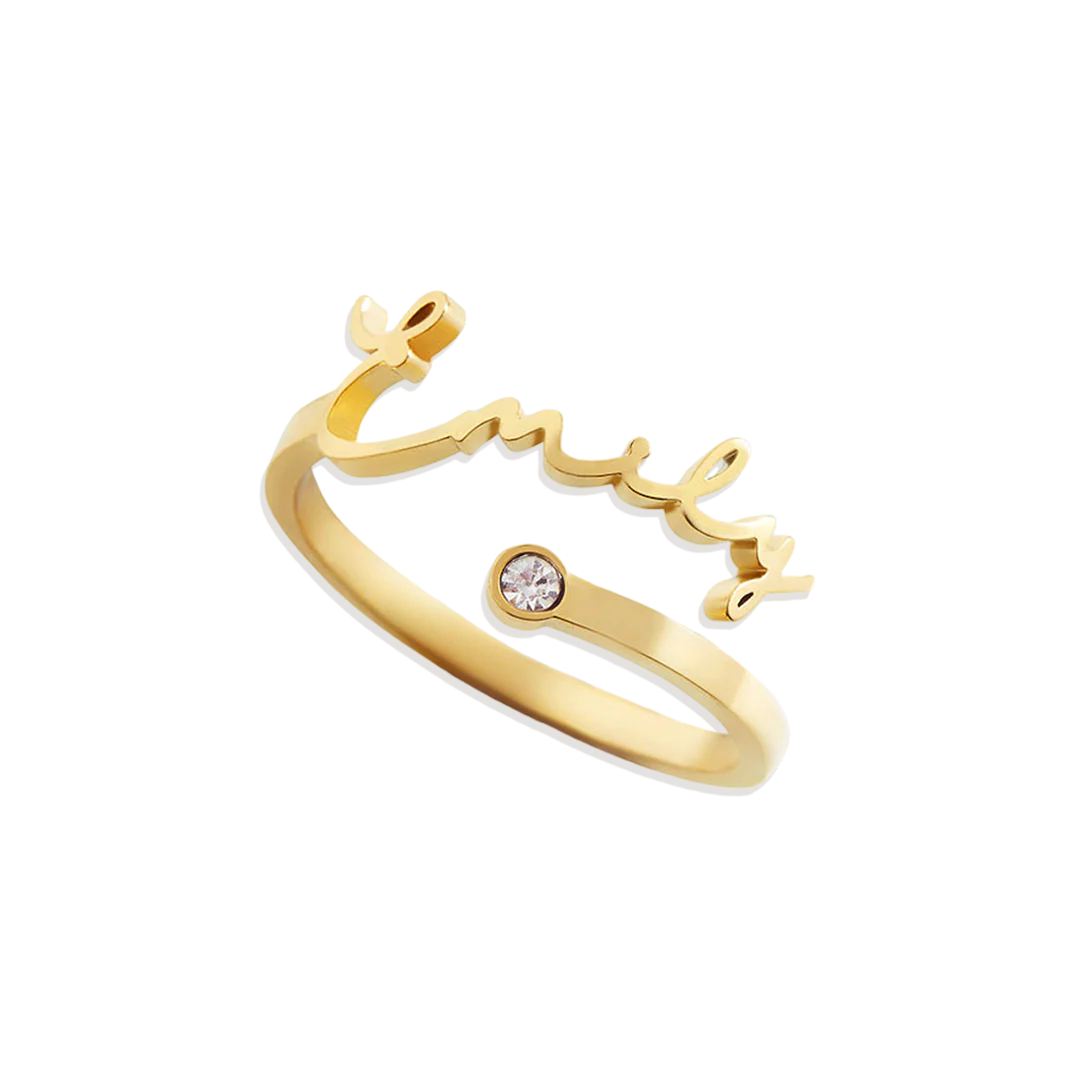 Custom Name Birthstone Ring