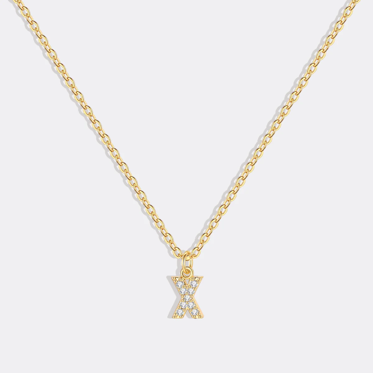 Gold Pavé Uppercase Initial Necklace