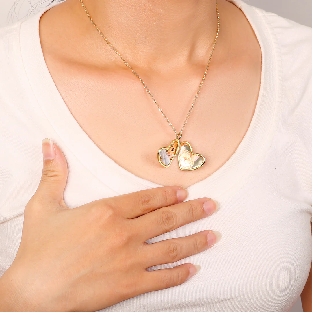 Handmade Hammered Heart Photo Locket Necklace