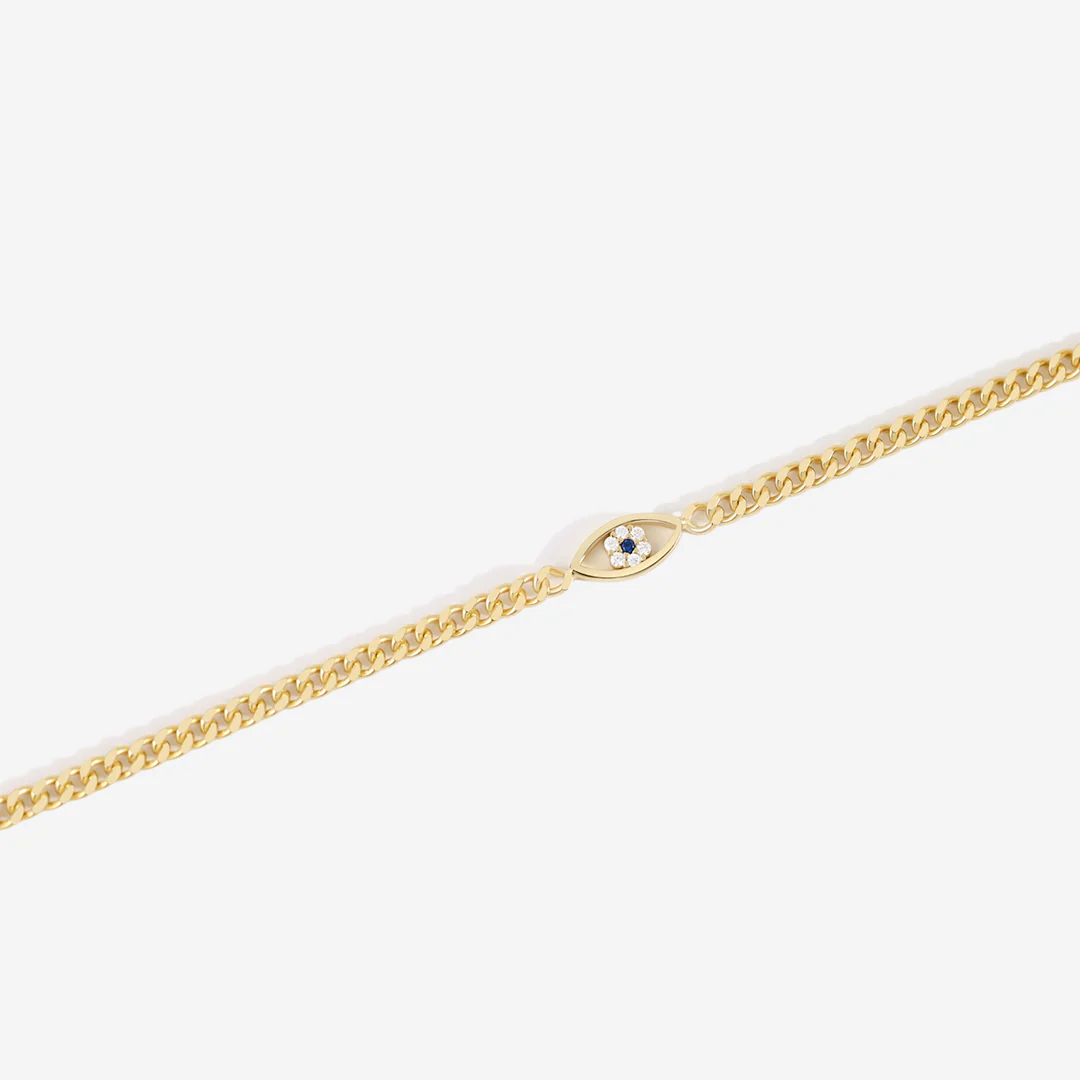 Dainty Cuban Link Chain Evil Eye Bracelet