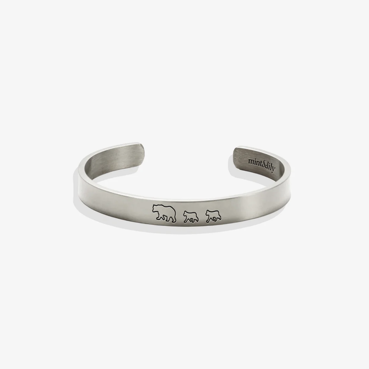 Mama Bear & Her Baby Bears Engraved Cuff Bracelet