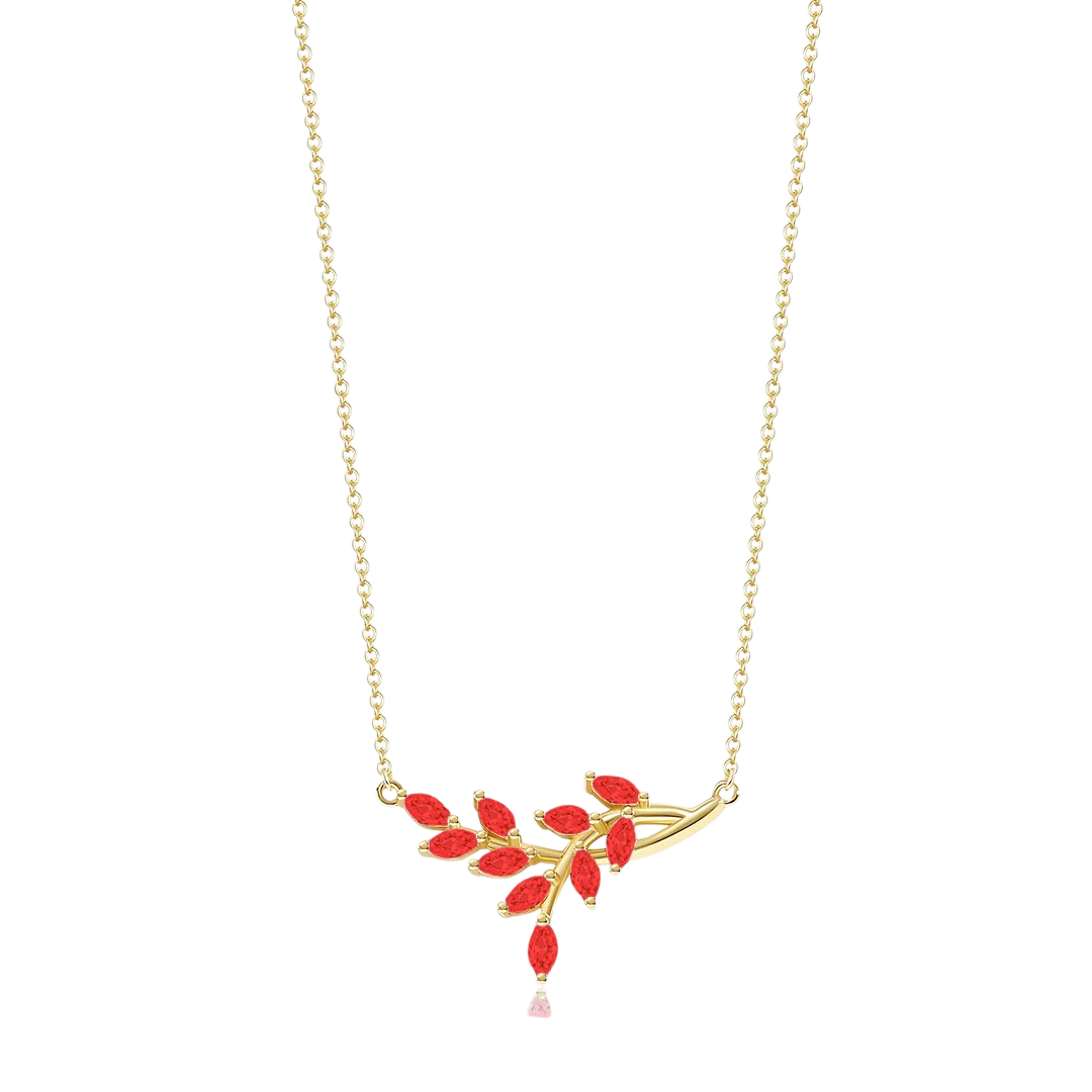 Birthstone Leaf Pendant Necklace