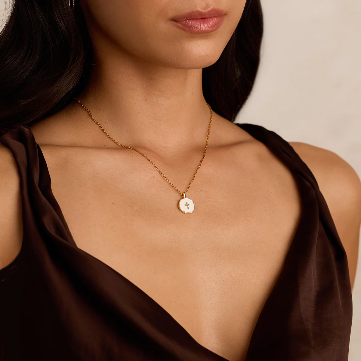 Minimalist Enamel Cross Pendant