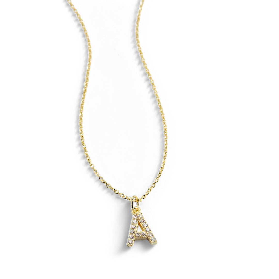 Pavé Uppercase Initial Necklace
