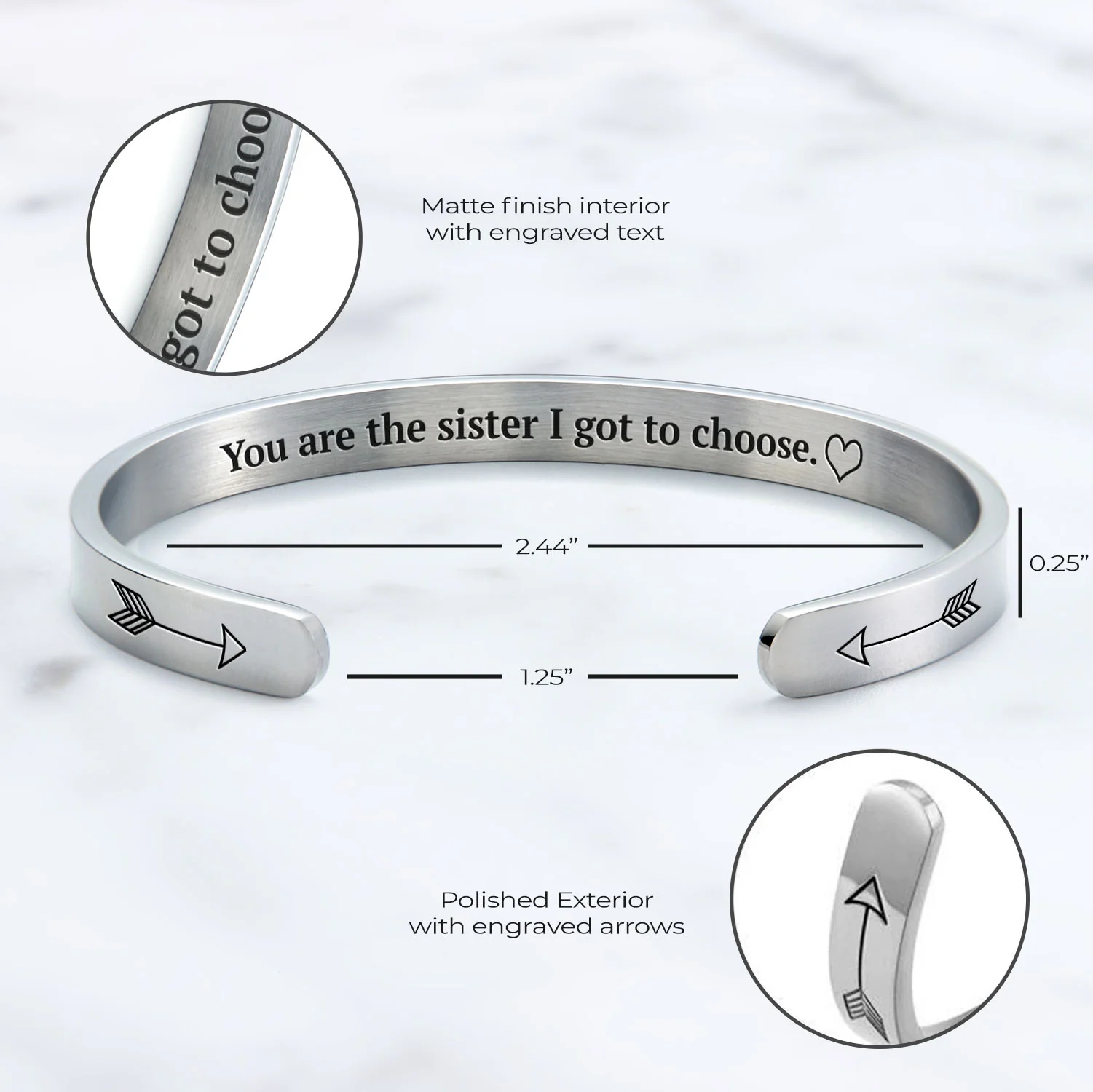 You are the Sister I got to Choose Personalizable Cuff Bracelet