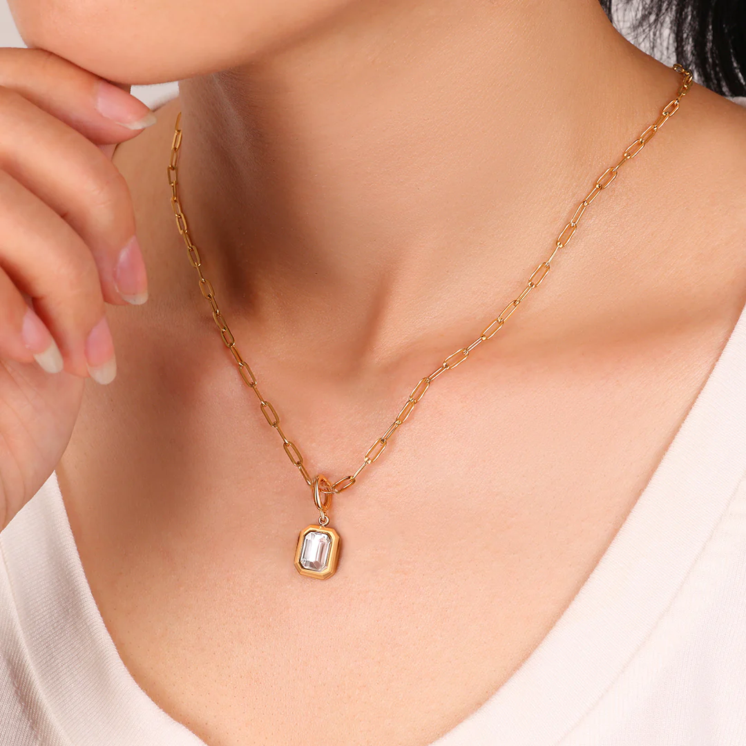 Baguette Birthstone Necklace