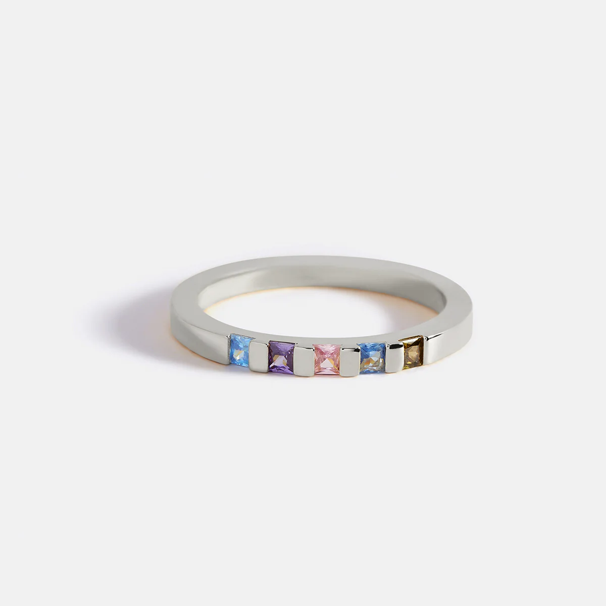 Princess-Cut Birthstone Band Ring