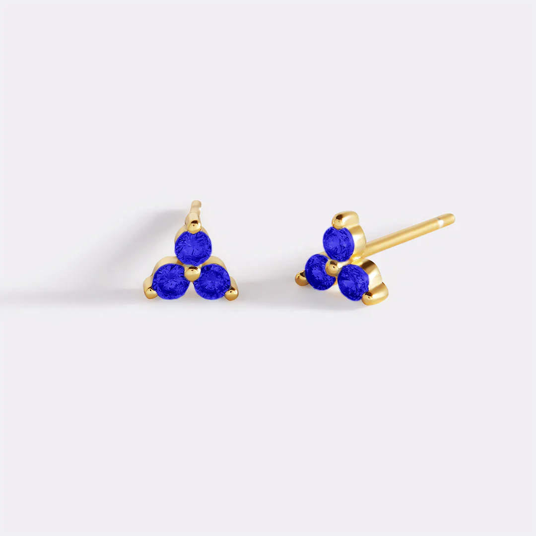 Trinity Birthstone Stud Earrings
