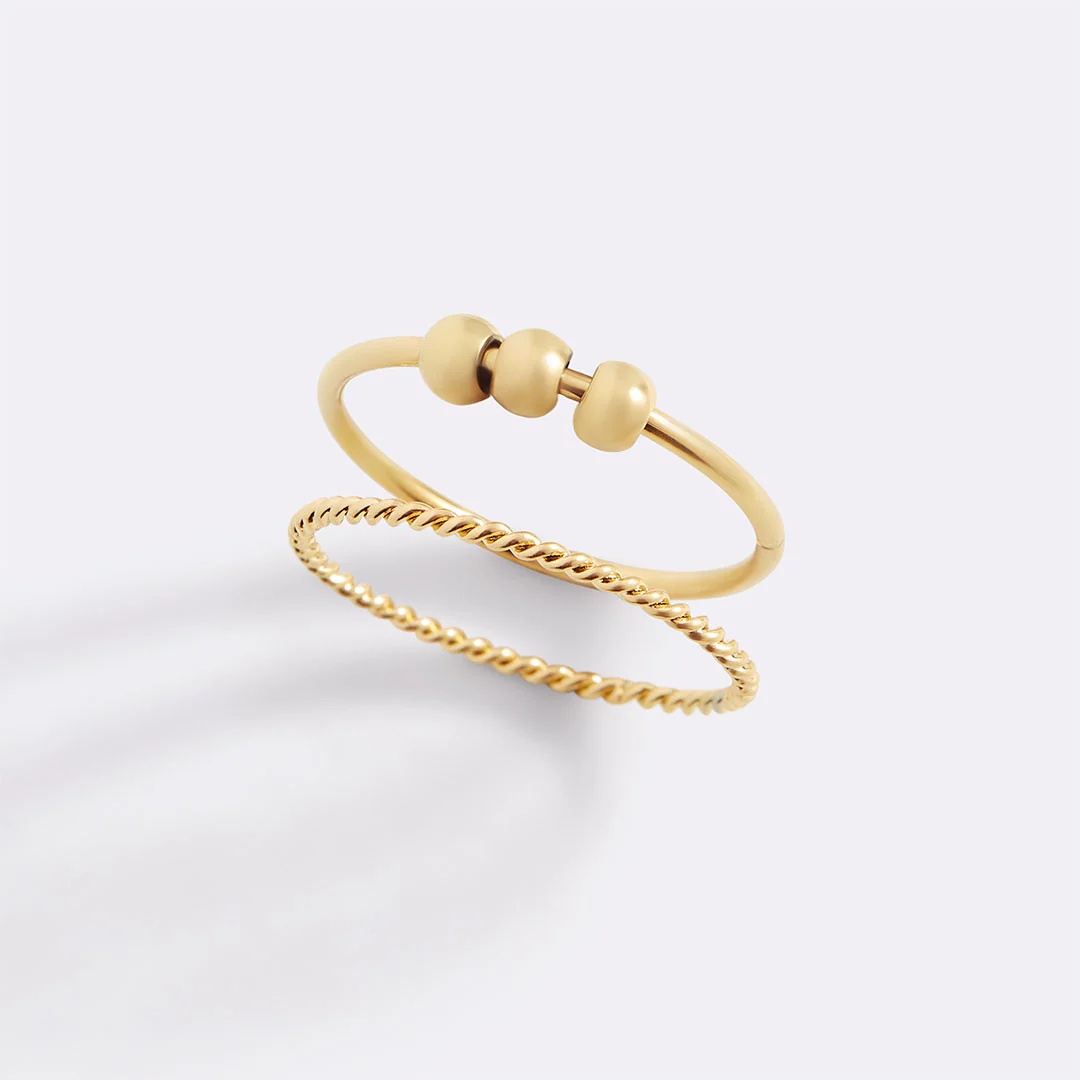 Dainty Stackable Beaded Fidget Ring Set
