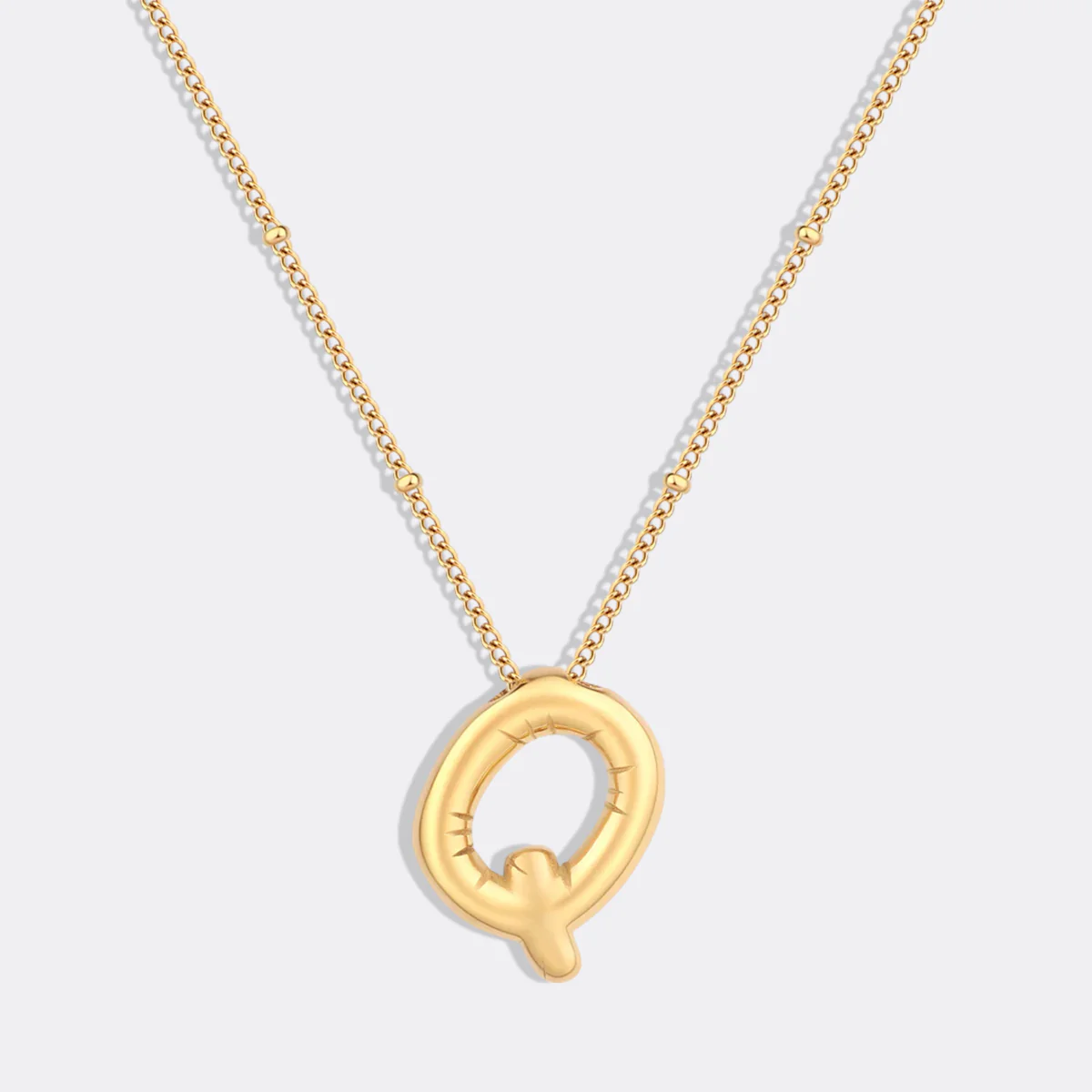Balloon Initial Necklace with Satellite Chain