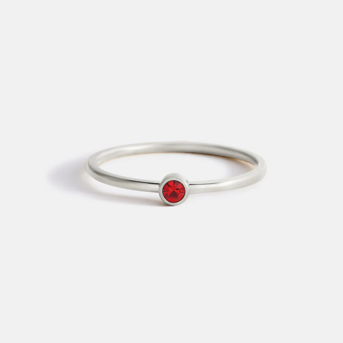Minimalist Bezel-Set Birthstone Stacking Band