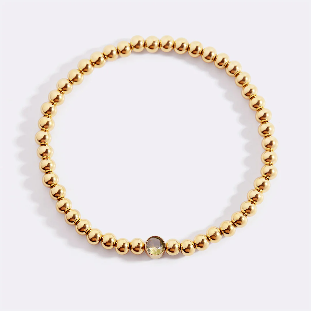 Gold Beaded Bubble Birthstone Bracelet