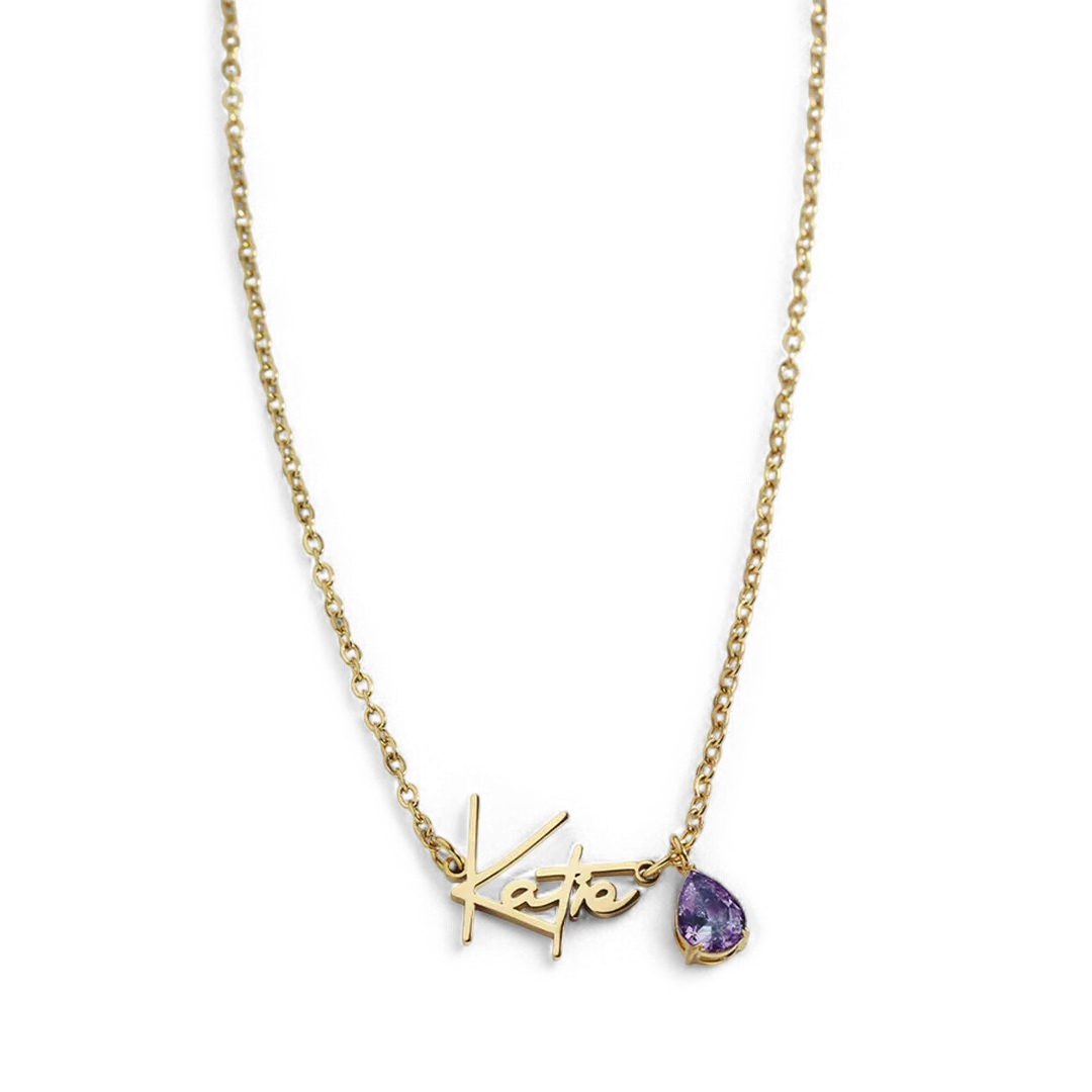 Handmade Birthstone Name Necklace