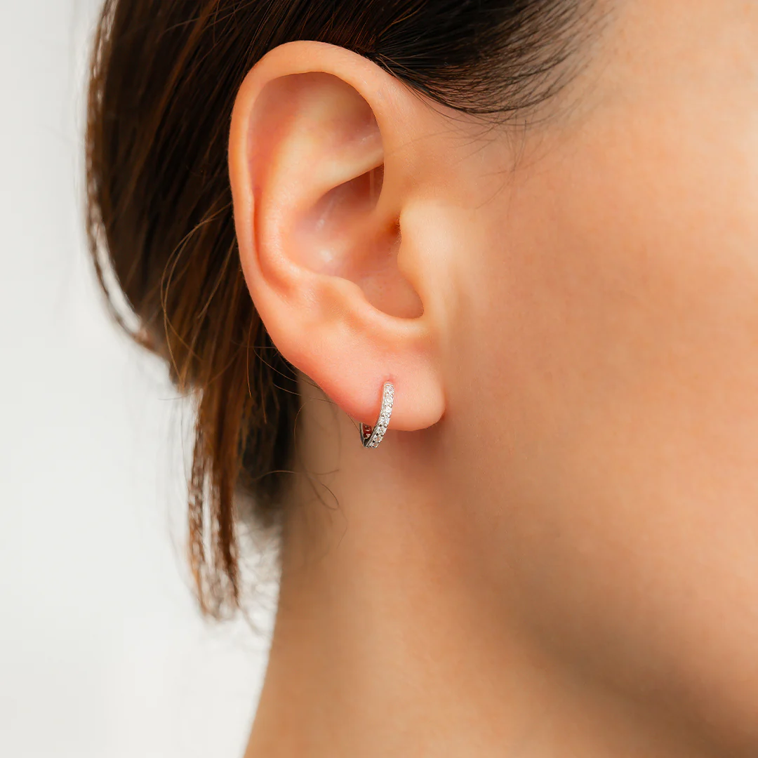Pave Huggie Hoop Earrings