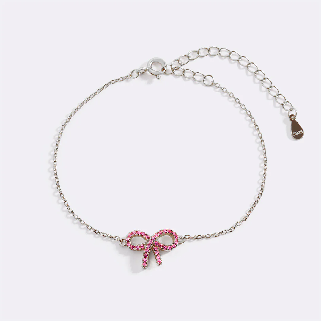 Pink Pave Bow Bracelet