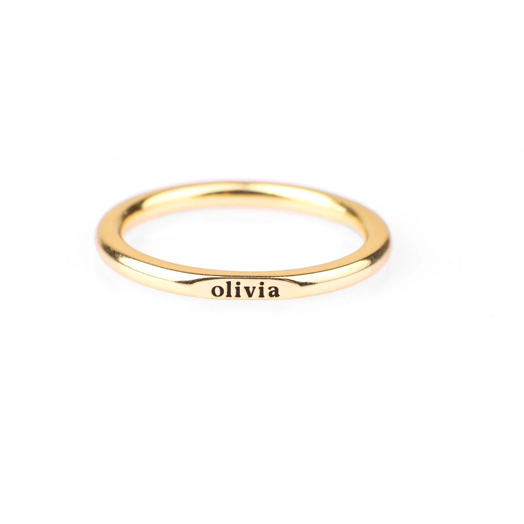 Sterling Silver Flat Top Super Tiny Stackable Name Ring