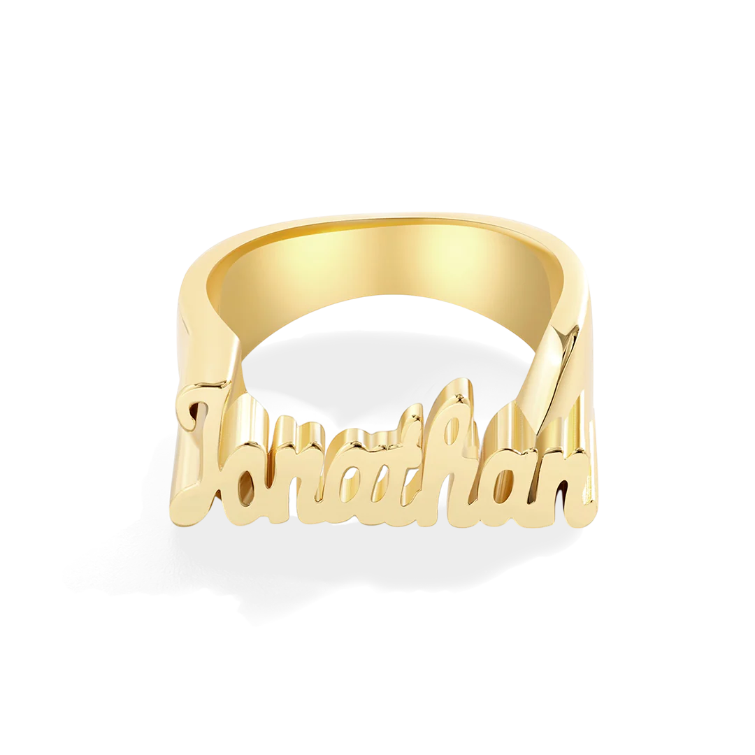 Brilliant Script Name Ring