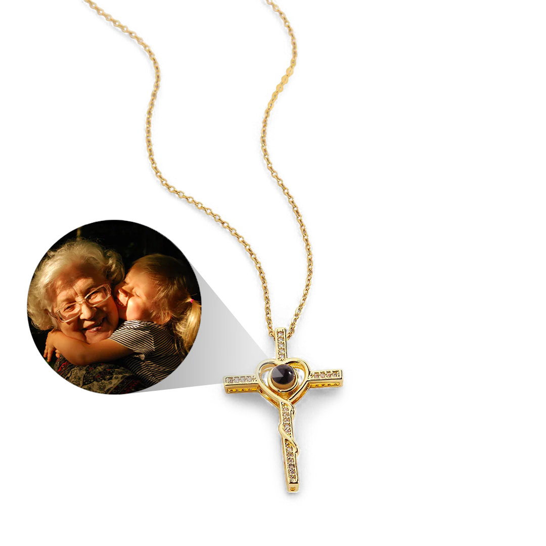 Heart and Cross Photo Necklace