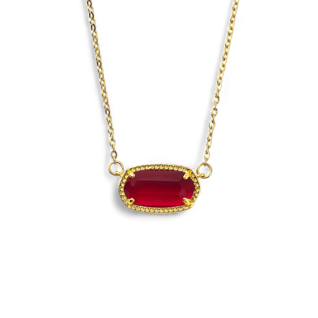 Oval Birthstone Pendant Necklace