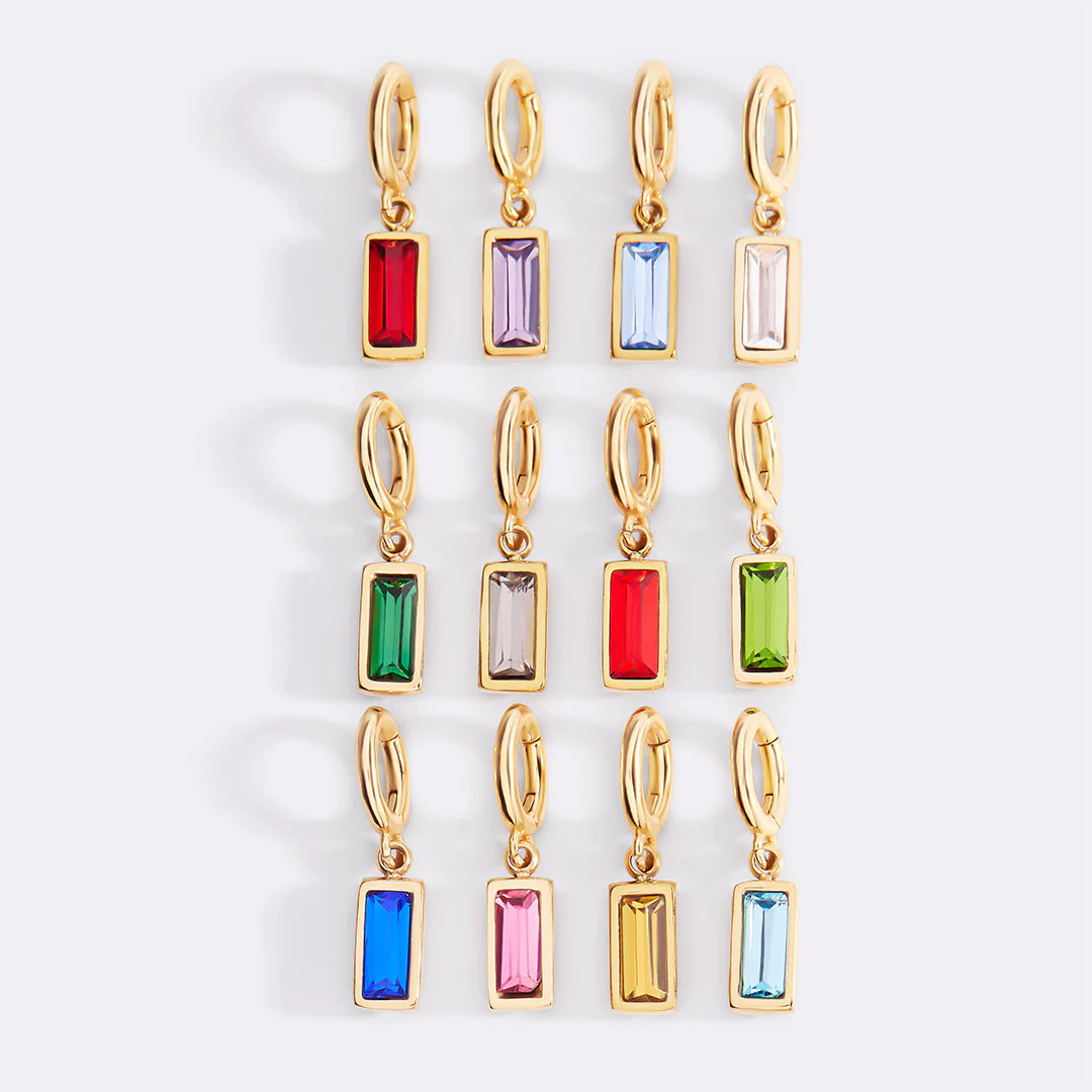 Dainty Baguette Birthstone Charm