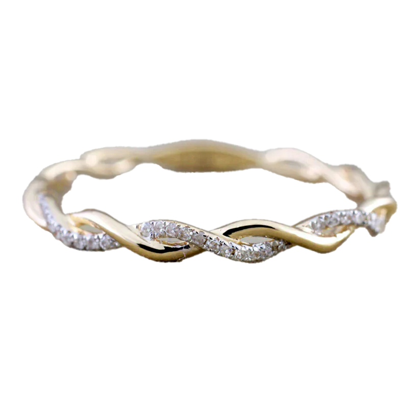 Dainty Pave Twist Stacking Ring