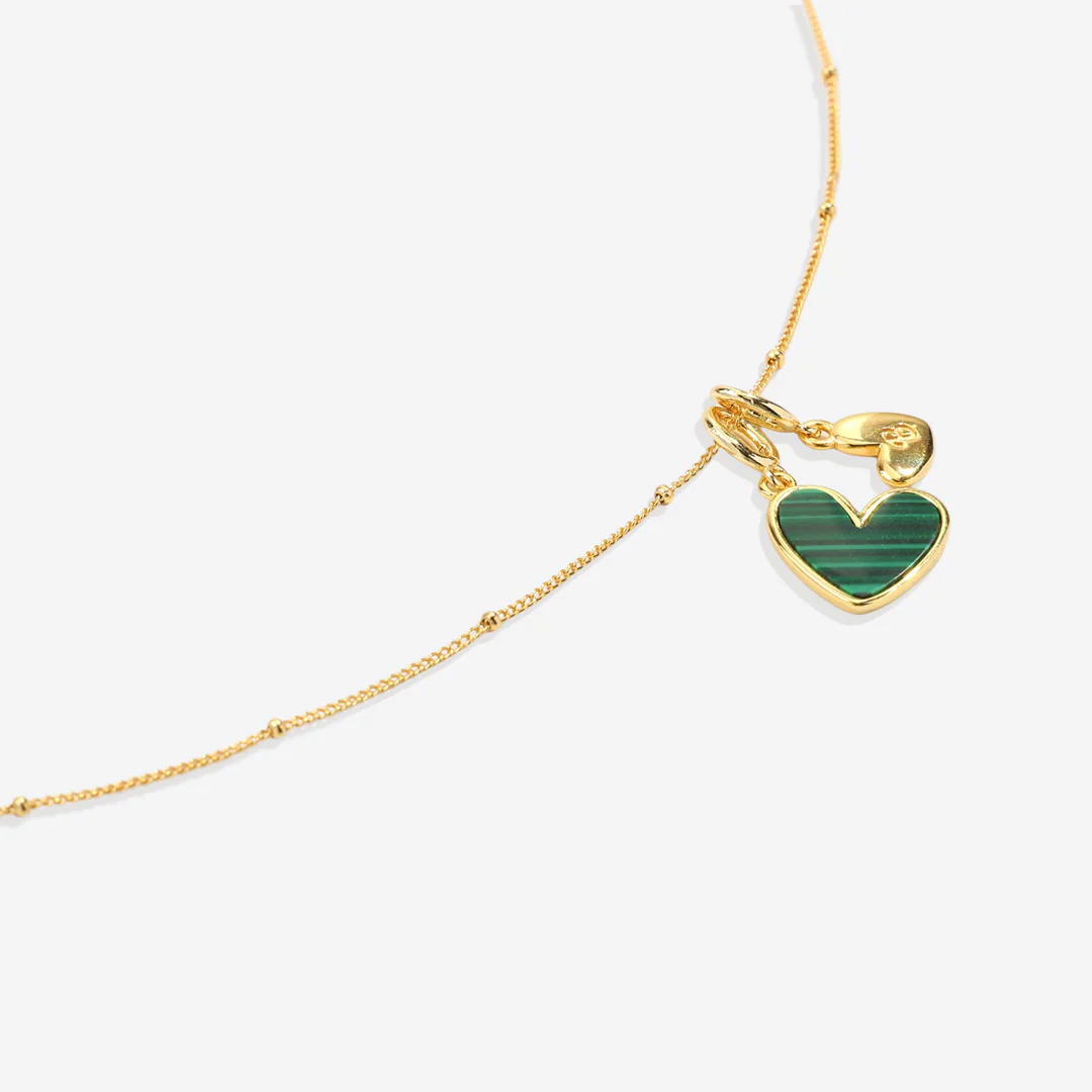 Malachite Heart Initial Necklace