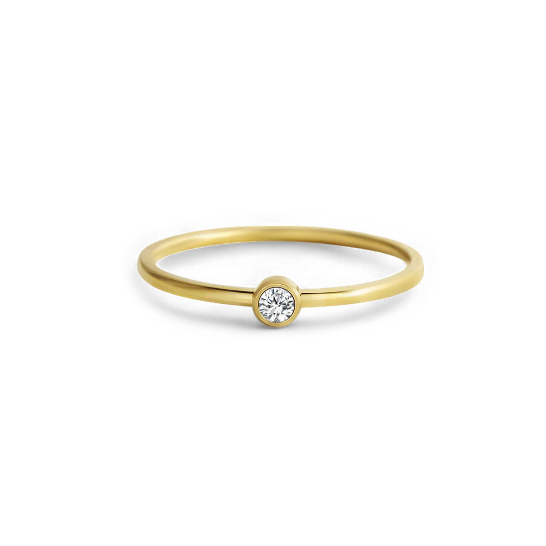 Minimalist Bezel-Set April Birthstone Stacking Band