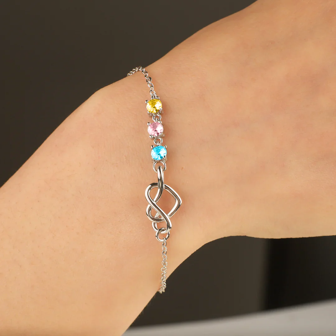 Personalized Birthstones Heart Knot Bracelet