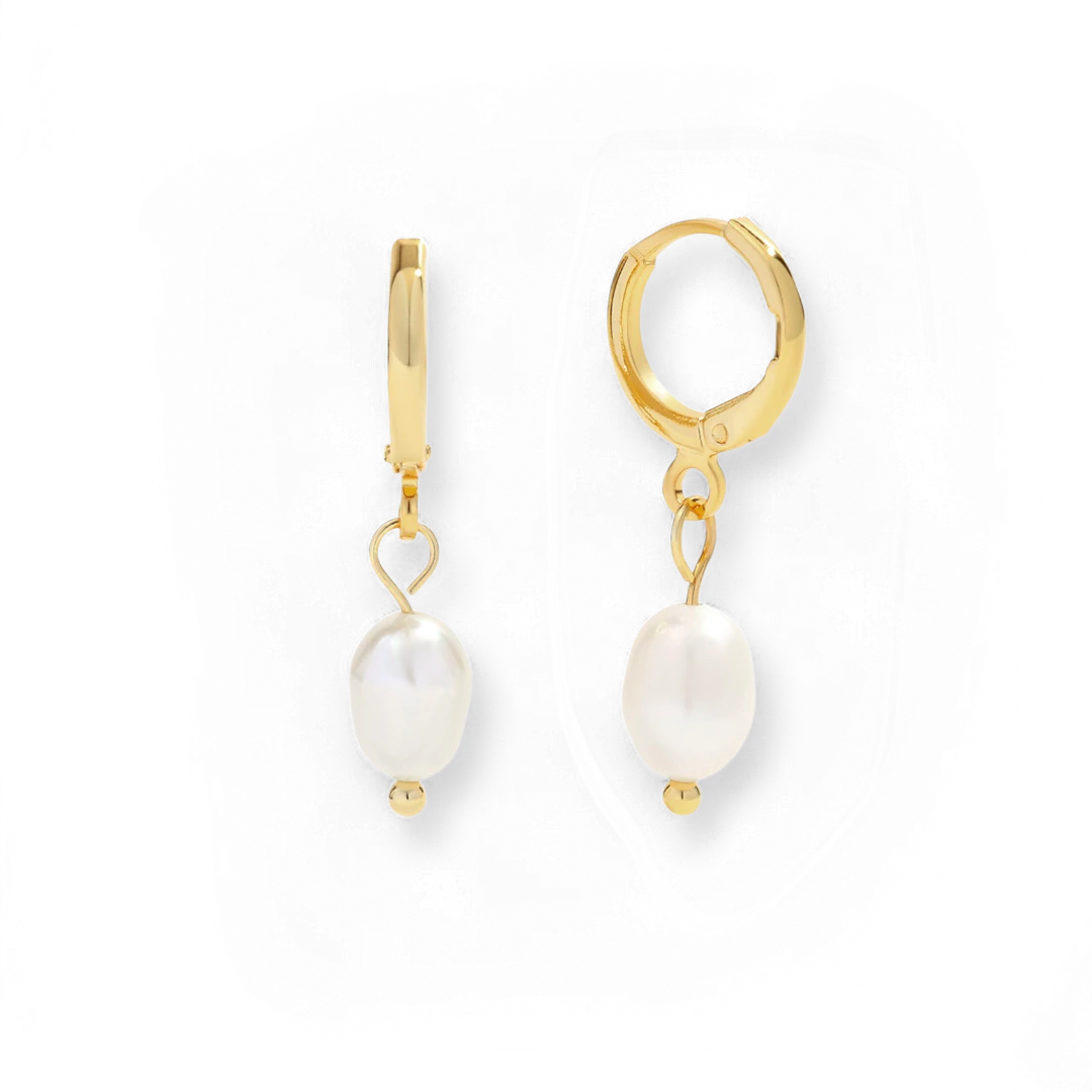 Freshwater Pearl Drop Huggie Earrings