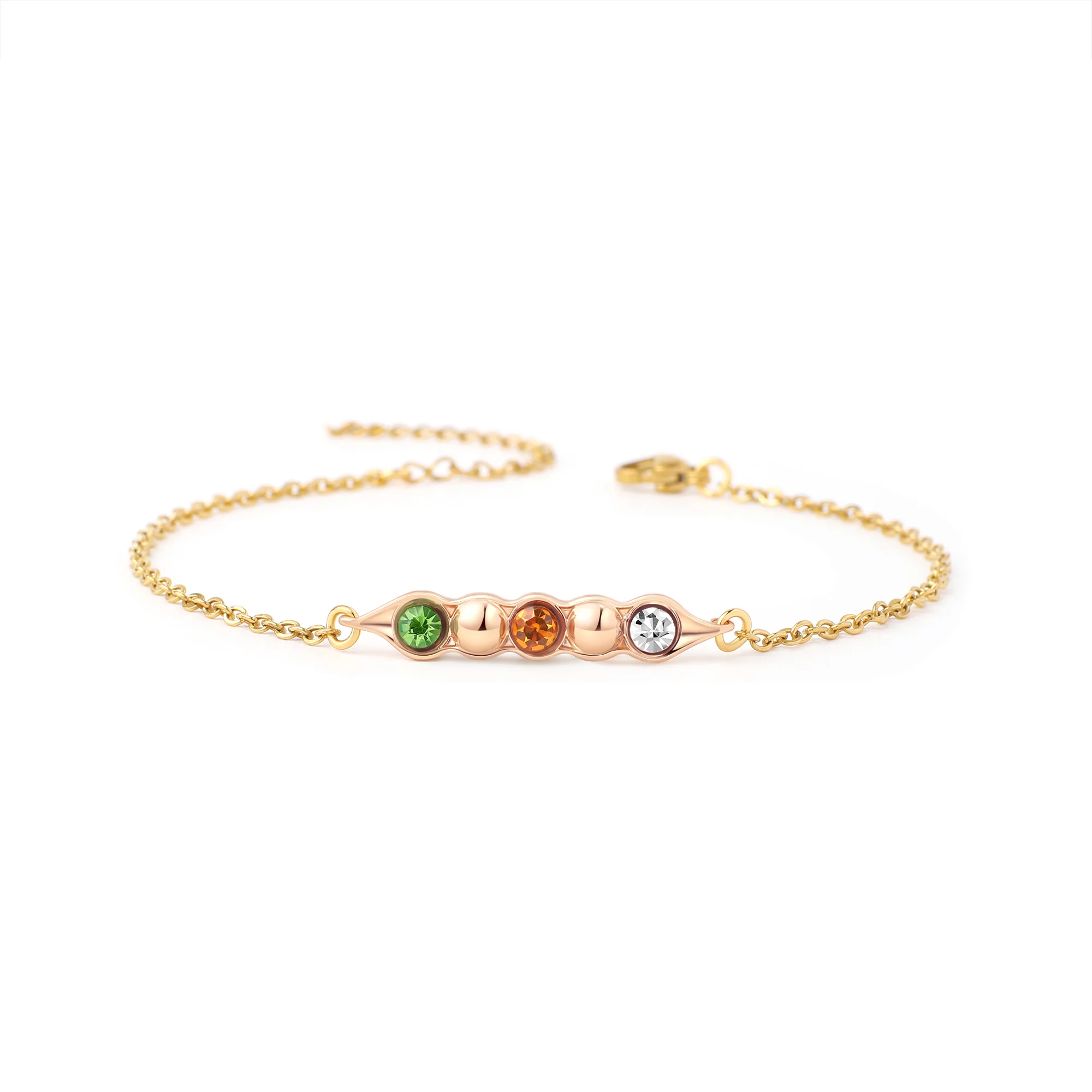 Peas in a Pod Birthstone Bracelet