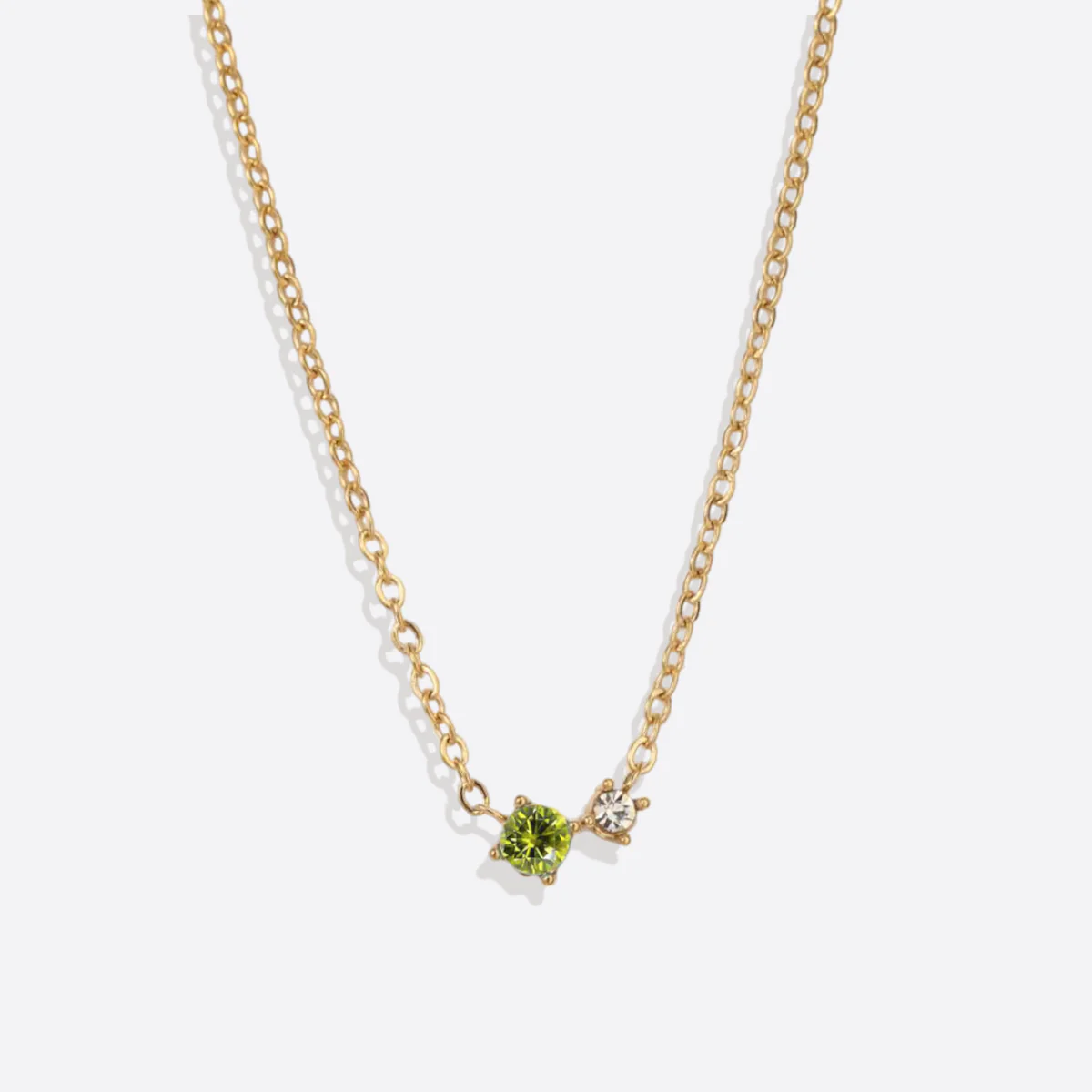 Dainty Birthstone Solitaire Necklace with Diamond Accent