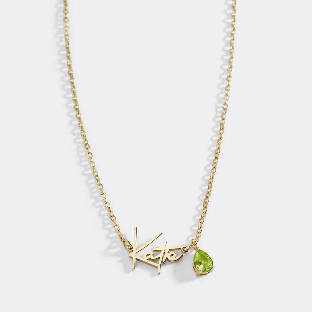 Handmade Birthstone Name Necklace