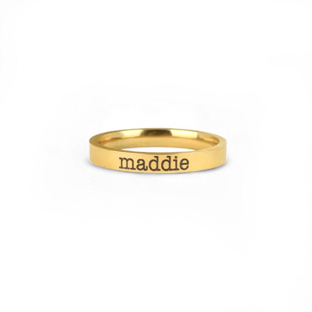 Engraved Stackable Name Ring | 3mm Band