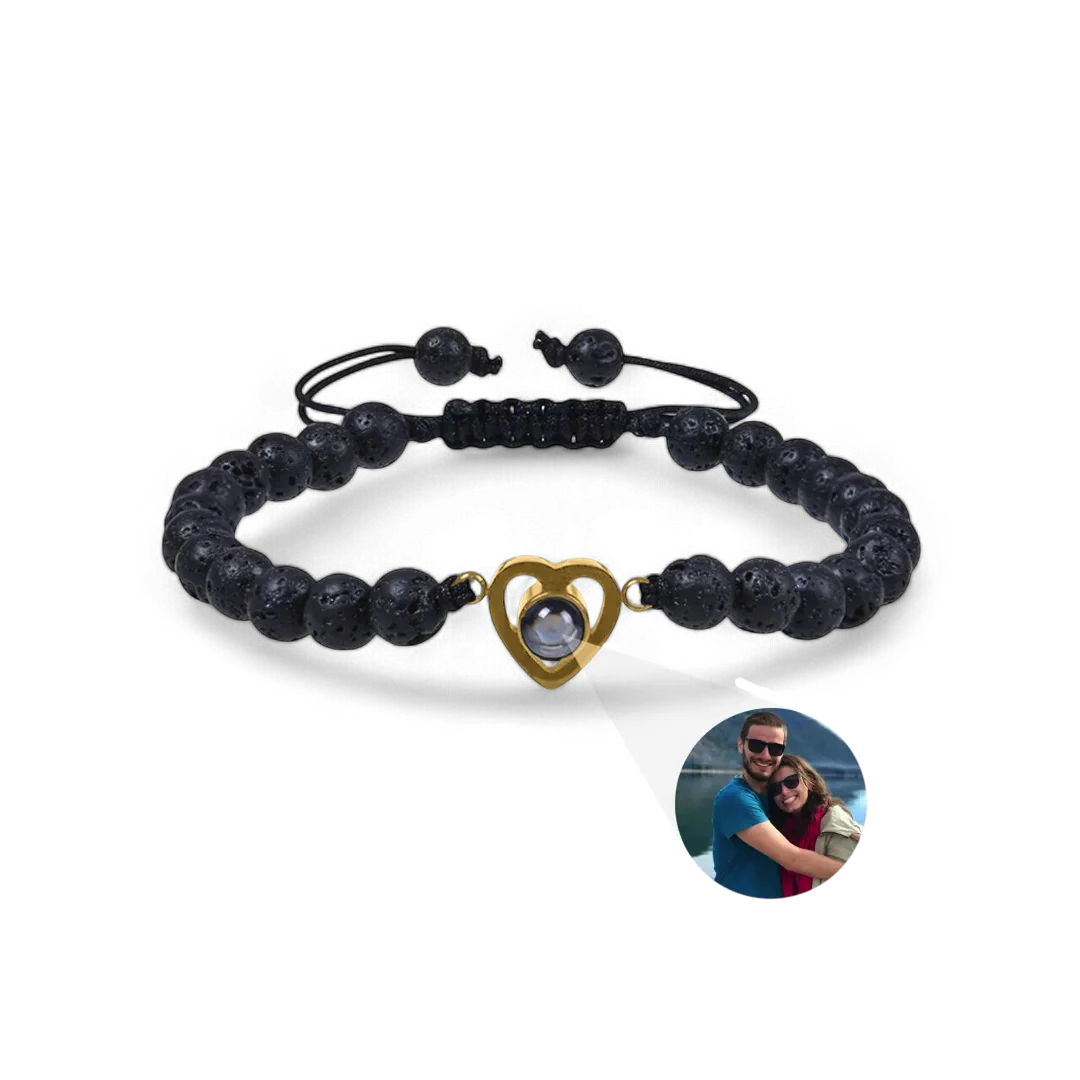 Beaded Heart Photo Bracelet