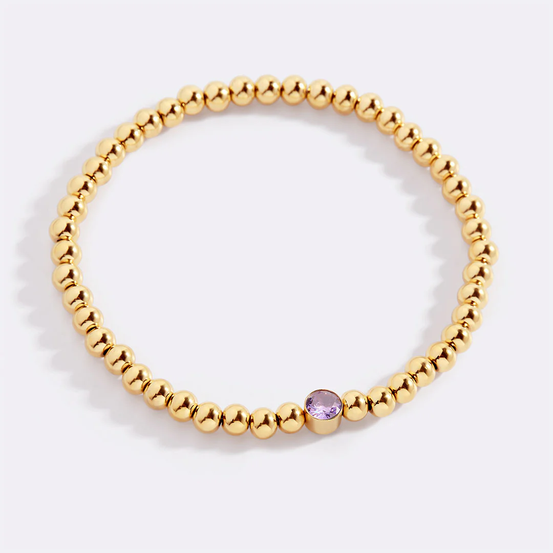 Gold Beaded Bubble Birthstone Bracelet