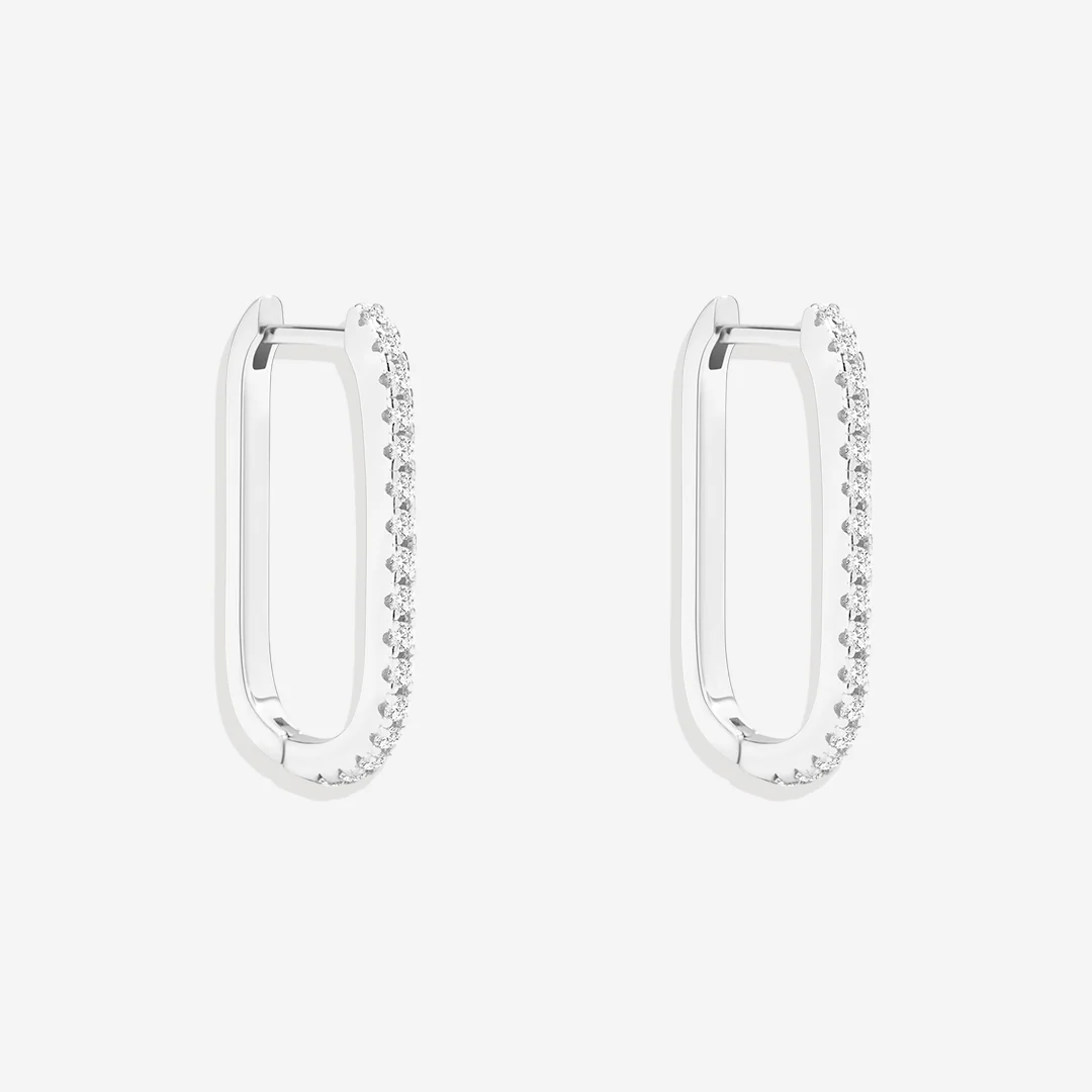 Square Pave Hoop Earrings