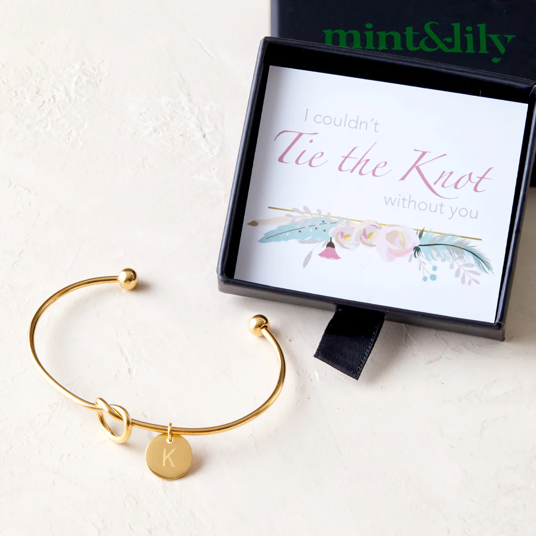 Personalized Tie the Knot Bracelet • Bridesmaid Gift Bracelet